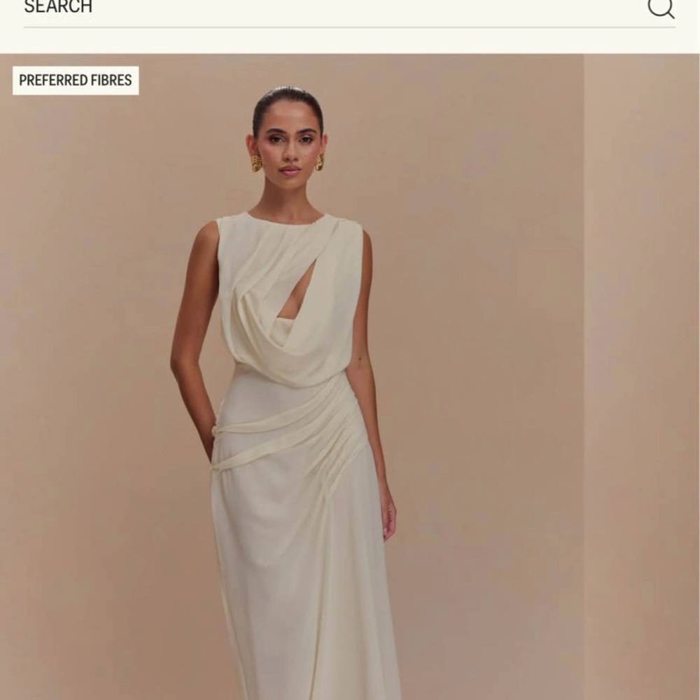 Meshki ORIA Ivory Draped Maxi Dress - Picture 1 of 4